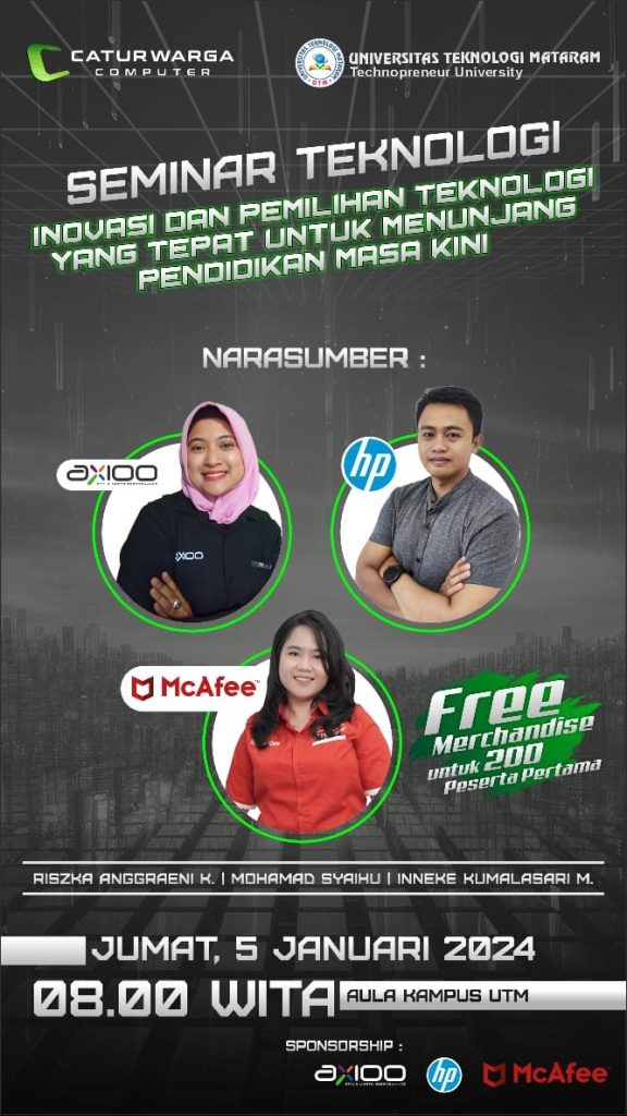 SEMINAR TEKNOLOGI BERTAJUK �INOVASI DAN PEMILIHAN TEKNOLOGI YANG TEPAT UNTUK MENUNJANG PENDIDIKAN MASA KINI�